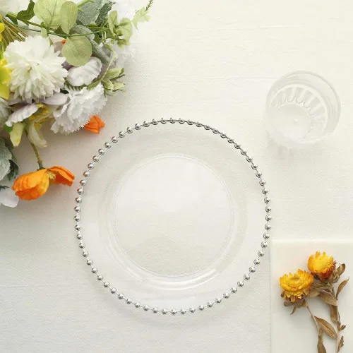 Miniatura 38 de Efavormart - Paquete de 10 platos de postre de plástico transparente rubor con borde de cuentas, platos redondos desechables para ensalada, 8