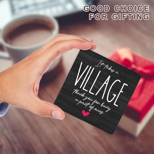 Miniatura 3 de Señal de madera - Se necesita un pueblo para agradecerles por ser parte de nosotros - Placa motivacional de madera y un soporte de metal - Regalos
