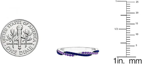 Miniatura 6 de Dazzlingrock Collection - Banda apilable de oro de 14 quilates con amatista y zafiro azul
