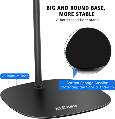 Miniatura 5 de AICase Aluminio ajustable en altura ajustable (35.8 in - 53.9 in) y base estable de 4.9 lbs con cuello de cisne compatible con iPad/Tablet de 4,6 a