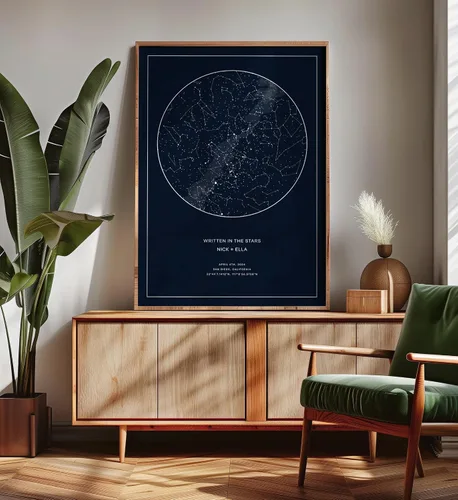 Miniatura 3 de CELESTORY Mapa de estrellas personalizado enmarcado con impresión nocturna del cielo, mapa de constelación, carta estelar, regalo de arte de pared