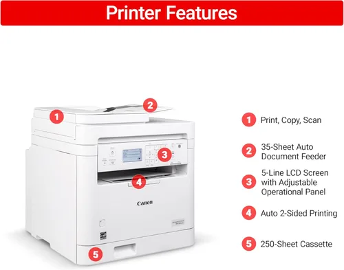 Miniatura 2 de Canon imageCLASS MF284dw Impresora láser inalámbrica en blanco y negro, todo en uno para uso doméstico, impresión/copia/escaneo, impresión a 2