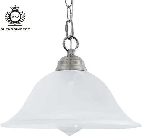 Miniatura 2 de Lámpara Colgante Enchufable con Pantalla de Vidrio de Alabastro, Lámpara Colgante con Interruptor de Encendido/Apagado, Cable de 16.4 Pies y Cadena