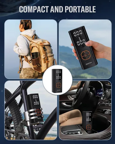 Miniatura 7 de Inflador de neumáticos, compresor de aire portátil, bomba de aire de 160 PSI para neumáticos de automóvil con medidor de presión digital, luz LED e