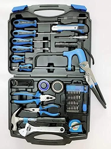 Miniatura 2 de Juego de herramientas para el hogar de 58 piezas con estuche de plástico moldeado por soplado, herramientas de mano más alcanzadas para reparación