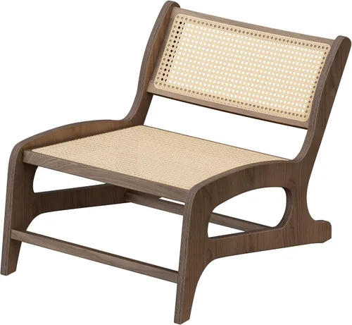 Chogori - Silla de madera moderna de mediados de siglo sin brazos, silla decorativa de ratán ligera, estilo bohemio, cómoda silla individual para