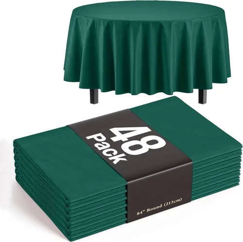 Miniatura 26 de Exquisite Manteles negros para mesas rectangulares, paquete de 48 manteles de plástico desechables de 54 x 108 pulgadas, manteles rectangulares
