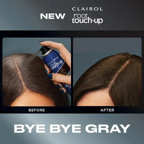 Clairol Color de retoque de raíces + volumen 2 en 1 spray temporal, color de cabello negro, paquete de 2