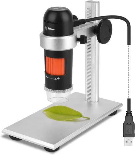 Microscopio digital USB con polarizador, microscopio digital de moneda de mano de 5 MP con soporte de metal compatible con Windows y MacBook para