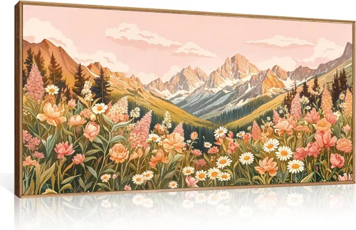 Miniatura 47 de LHIUEM Gran Arte de Pared de Lienzo Abstracto Marrón Gris Enmarcado, Decoración de Pared en Toques de Pincel Pastel, Pintura de Pared Moderna