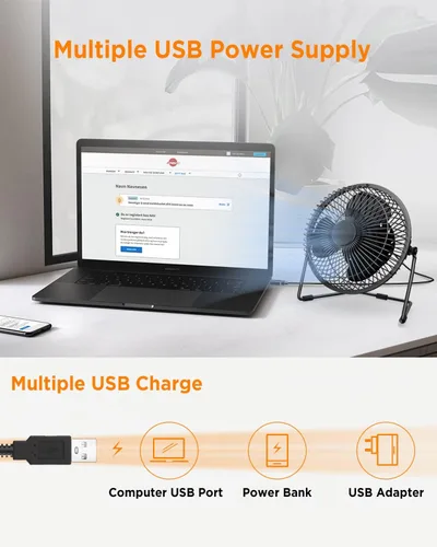 Miniatura 5 de EasyAcc Ventilador de escritorio USB de 5 pulgadas, pequeño ventilador de escritorio USB