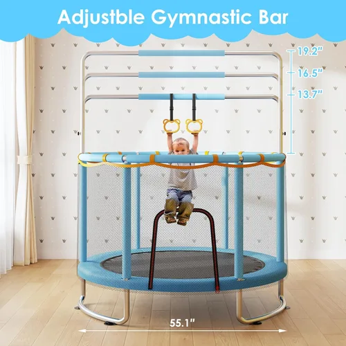 Miniatura 5 de Trampoline for Kids, Upgrade Full Anti-Rust 440lbsToddler Trampoline with Net,Upgraded Ring Legs with Adjustable Gymnastics Bar&Toys, Gifts for Ages