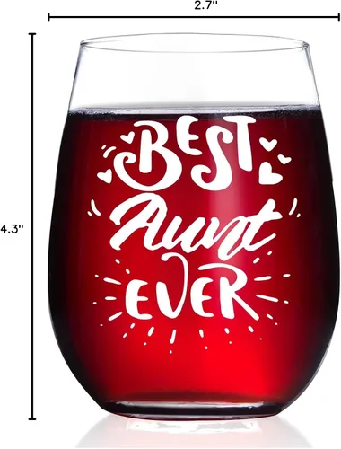 Miniatura 8 de Regalos para tía de sobrina sobrino – Best Aunt Ever Christmas, cumpleaños, Día de la Madre regalos para tía, tía nueva, copa de vino de 15 onzas