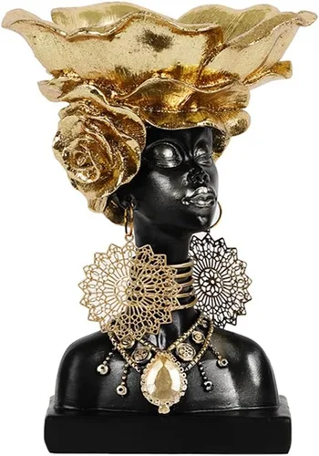 Miniatura 9 de Bandeja decorativa para decoración del hogar, cuenco para llaves, bandeja para llaves de dama africana, esculturas, estatua, figuritas artísticas