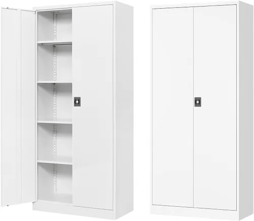 Miniatura 17 de Fesbos Armario de almacenamiento de metal, archivadores de acero de 36 pulgadas de alto con puertas con cerradura y estantes ajustables, gabinete