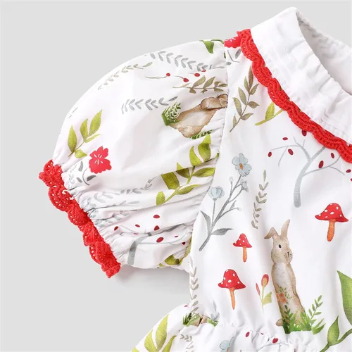 Miniatura 3 de PATPAT Vestido floral de princesa para niña, manga corta abombada, acampanado, elegante, vestido fruncido para niña de 3 a 24 meses