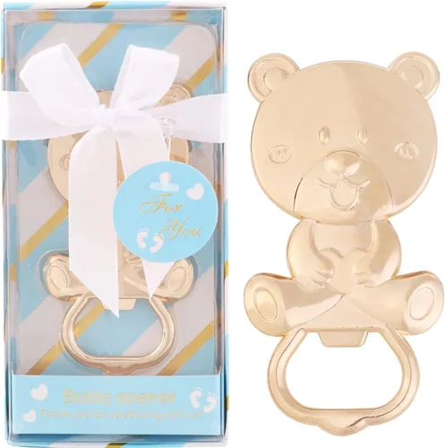 Miniatura 10 de Paquete de 15 abridores de botellas de oso para recuerdos de baby shower, abridor de cerveza de metal para invitados, recuerdos de fiesta, Blanco