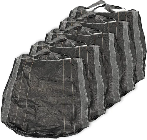 (5 paquetes) Bolsa grande de contenedor intermedio flexible negro de 43 x 43 pulgadas, 2600 libras, 1.2 toneladas/1.3 yardas cúbicas/bolsa a granel
