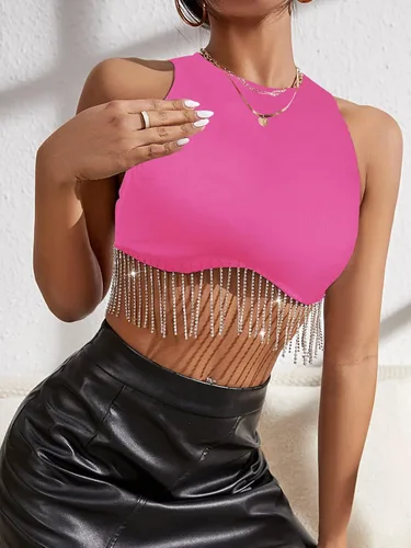 Miniatura 4 de Milumia Camiseta corta sin mangas con cuello redondo y cremallera en la espalda para mujer