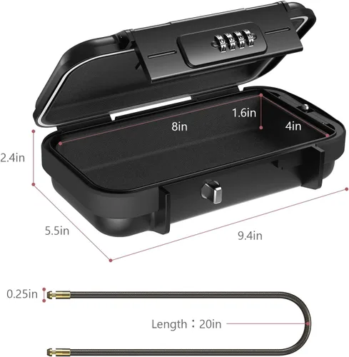 Miniatura 4 de LOFICOPER Caja de seguridad portátil, caja de seguridad de 4 dígitos, caja de seguridad de playa con cadena extraíble, diseño impermeable