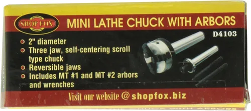 Miniatura 6 de SHOP FOX W1704 - Torno de sobremesa de 1/3 caballos de fuerza y mini portabrocas D4103 con pérgolas