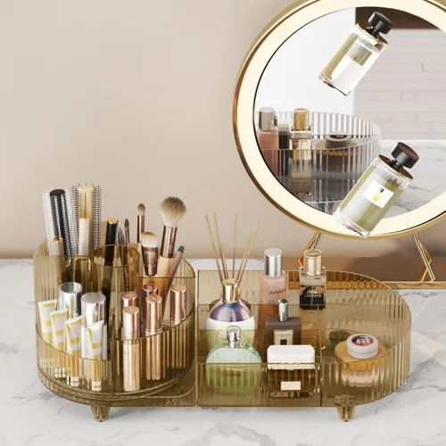 Miniatura 2 de Organizador de maquillaje giratorio, estuche de exhibición de cosméticos de gran capacidad, fácil de contener todos tus productos de maquillaje, al