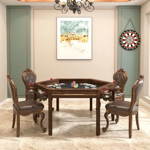 Miniatura 8 de Mesa de Juego de Tablero Yardenaler con Tablero Removible, Mesa de Juegos y Comedor para 4 a 6 Jugadores, Incluye Alfombrilla de Juego de Efecto