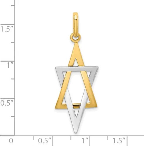 Miniatura 3 de Dije alargado de estrella judía de David en oro de dos tonos amarillo de 14 quilates, 1.220in x 0.551in, Metal