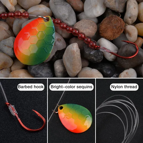 Miniatura 3 de Walleye Spinner Rig Kit, 5/10 unidades de arnés sobre orugas Walleye Walleye pesca señuelo aparejos de cebo vivo equipos de cebo en vivo Colorado