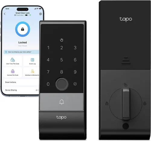 Miniatura 11 de Tapo - Cerradura inteligente de puerta con cerradura de perilla Wi-Fi - Reconocimiento de huellas dactilares, botones táctiles sin llave y monitoreo