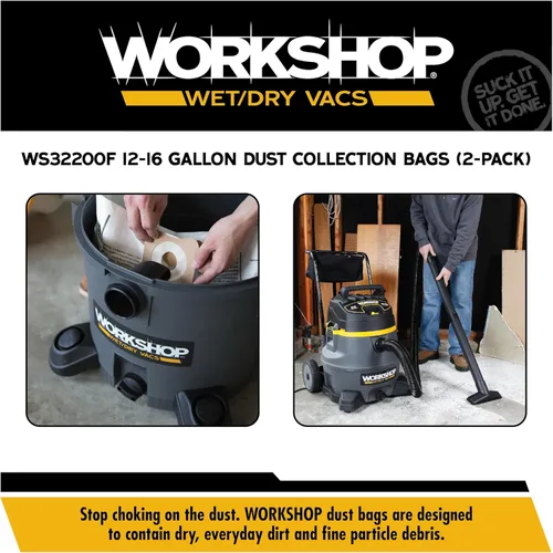 Miniatura 4 de WORKSHOP Wet/Dry Vacs Bolsas de filtro WS32200F - Bolsa de vacío para recolección de polvo fino (2 bolsas de polvo), el filtro de bolsa contiene