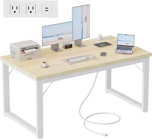 Miniatura 37 de Mericonia Escritorio para computadora de 40 pulgadas, escritorio ejecutivo moderno y grueso, mesa de escritura simple resistente para el hogar, roble