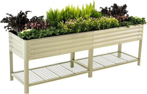 Miniatura 26 de Cama de jardín elevada rodante - Serie V, camas de jardín de 2' x 4' con patas y estante de almacenamiento para patio y porche, capacidad