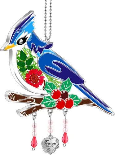 Miniatura 13 de KY&BOSAM Blue Bird - Campanillas de viento de cristal con dijes de metal, prismas de arco iris coloridos para decoración de jardín para mamá/abuela