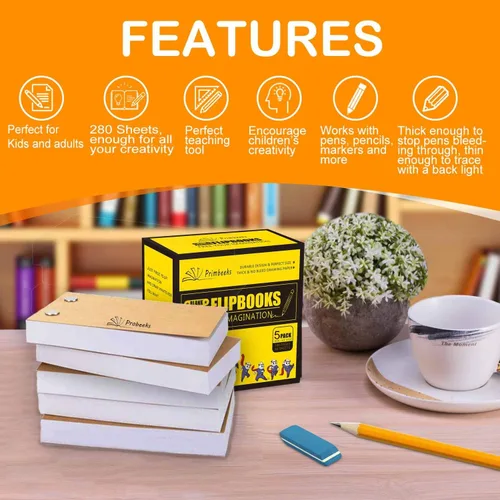 Miniatura 7 de PRIMBEEKS Papel Premium en Blanco para Libros Abatables con Agujeros, 280 Hojas (560 Páginas) Libros Abatables Sin Sangría - Funciona