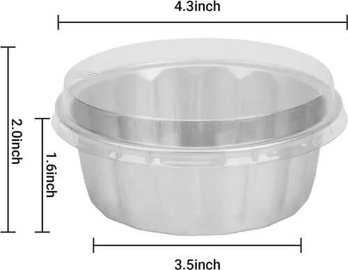 Miniatura 2 de Beasea Ramequines con tapas, 8oz 50 unidades de tazas de aluminio desechables para hornear, tazas de papel de aluminio plateado para creme brulee