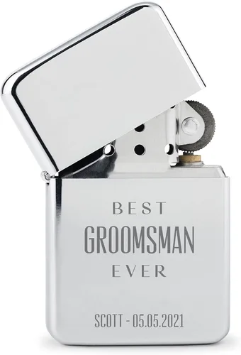 Miniatura 17 de WEDDINGSTAR Encendedor personalizado grabado de metal negro plomizo a prueba de viento, grabado con monograma personalizable, recargable