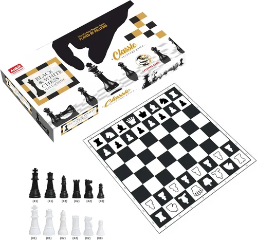 Miniatura 5 de Ankit Toys & Games Juego de ajedrez en blanco y negro – Juego de estrategia duradero y portátil para niños y adultos a partir de 6 años, perfecto