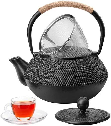 Miniatura 9 de Tetera de hierro fundido grande tetsubina japonesa con infusor de acero inoxidable para tetera de té de hojas sueltas revestida