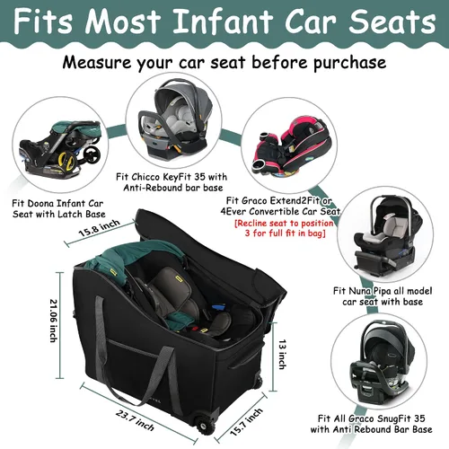 Miniatura 2 de Bolsa de viaje para asiento de coche infantil SCTEL Compatible con Doona, asiento de coche y base, Chicco Keyfit 35 y base, bolsa de viaje Doona