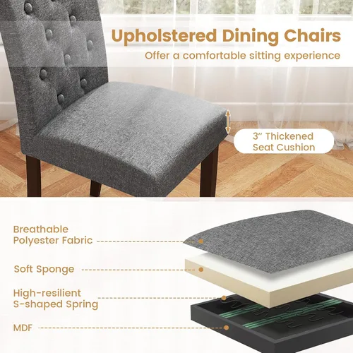 Miniatura 5 de NAFORT Sillas de comedor de tela, sillas clásicas de respaldo alto para cocina, sala de estar, patas de madera de goma maciza, silla acolchada