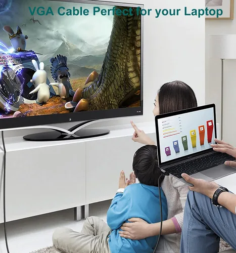 Miniatura 6 de Paquete de 2 cables VGA, cable de monitor VGA de 3 pies macho a macho, cable 1080P Full HD de alta resolución para monitor TV, proyector