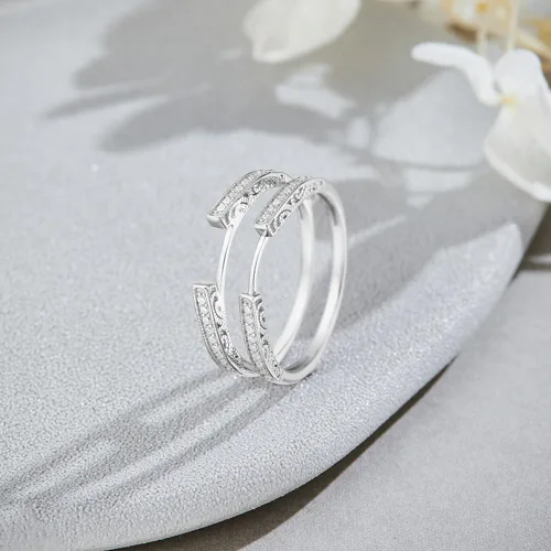 Miniatura 2 de AFFY Refuerzo protector de anillo de catedral con oro de 14 quilates sobre plata de ley con circonita cúbica, Metal, Zirconia cúbica