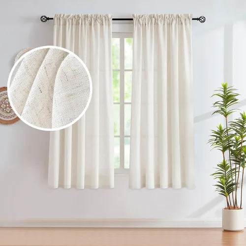 Miniatura 16 de Treatmentex Cortinas de Lino Semi Transparentes Naturales de 84 Pulgadas de Largo, Cortinas de Mezcla Country Falx para Sala de Estar, Casa