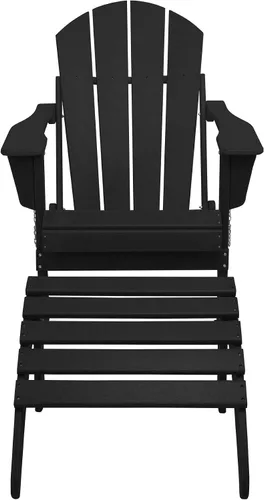 Miniatura 8 de WestinTrends Malibu - Silla de salón para exteriores, juego de 2 sillas Adirondack con otomana, sillas plegables de madera de polietileno para todo