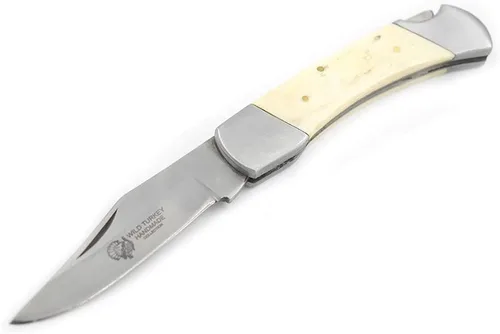 Miniatura 2 de Collection Everyday Carry Lock Back - Cuchillo plegable manual con funda de cuero, cuchillo de bolsillo liso con mango de hueso de color rojo