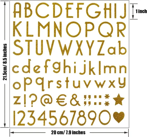 Miniatura 2 de 790 piezas de 10 hojas de calcomanías de letras autoadhesivas con purpurina para decoración de aulas, decoración de gorras de graduación, Dorado