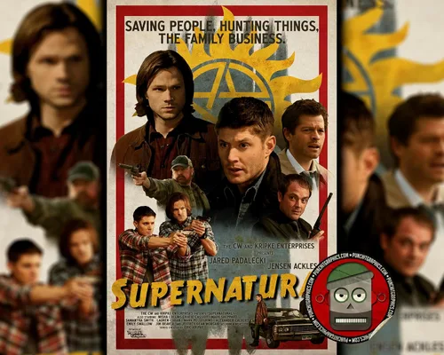 Miniatura 4 de Supernatural Winchester Brothers - Póster de película retro, regalo impreso, para el hogar, oficina, obras de arte, arte vintage para sala de estar