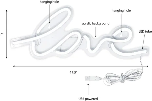 Miniatura 2 de Isaac Jacobs - Señal de pared de neón con cable USB, 5.00watts, 300.00 volts