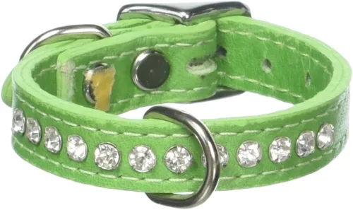 Miniatura 14 de Collar de perro de cuero y cristales de OmniPet Signature, cuero de grano de violeta africana de avestruz, se ajusta a un tamaño de cuello de 6"-8